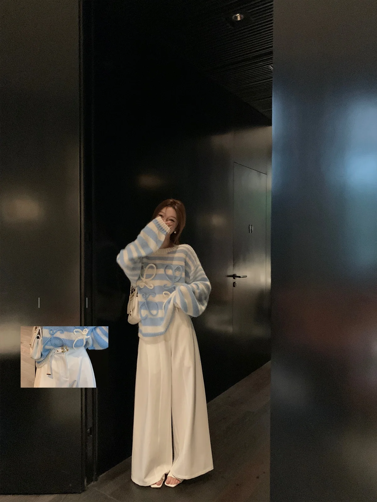 

Удобные широкие брюки-костюмные штаны с поясом, свободного кроя, белые, цвета лунного света, повседневные, с высокой талией, прямого кроя, тонкие, стандартной толщины.