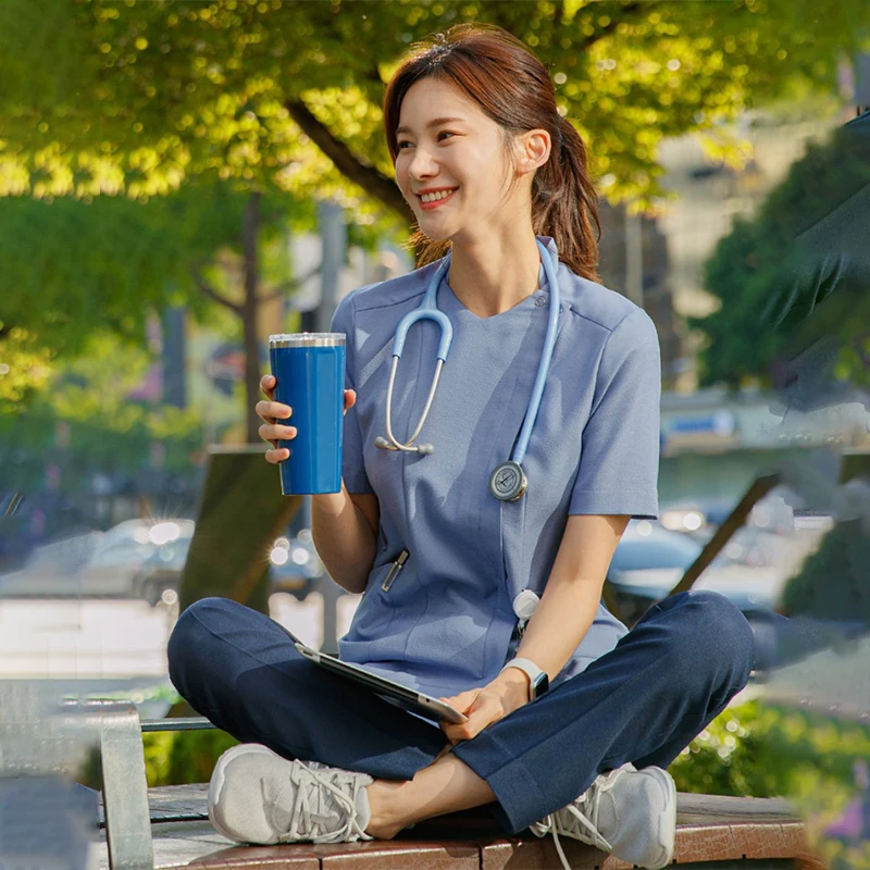 

Short Sleeve Dental Scrub Top Women's Surgical Work Uniform Elastic Lab Coat Hand Washing Suit Medical And Dental Uniforms