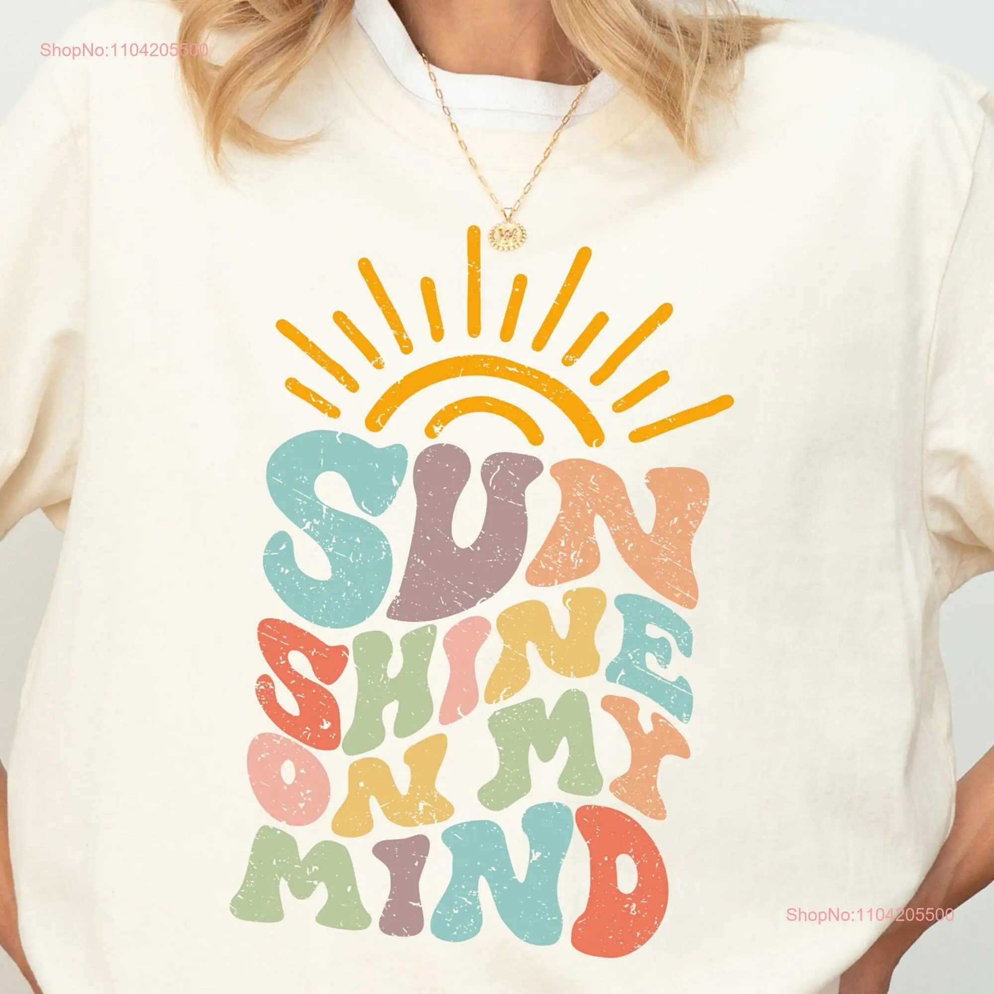 Sunshine On My Mind Summer T Shirt Hello Cute Palm Beach Retro long or short sleeves