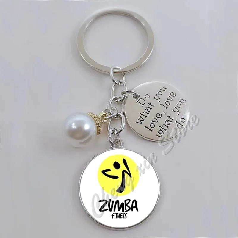 Fashion zumba, fitness dance letter graphics, sports gymnastics women, keychain jewelry gift for men