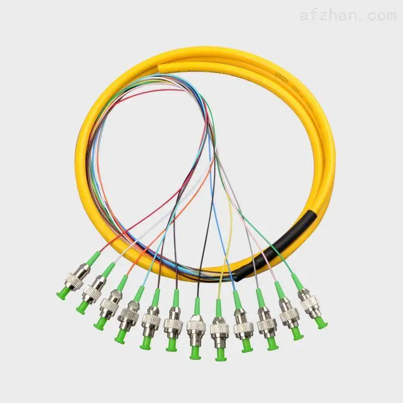 SC/APC 12-core Ribbon Patchcord with Colour-coded FC/LC Connectors - APC Broadcast-grade CATV Single-mode Fibre Optic Patchcord
