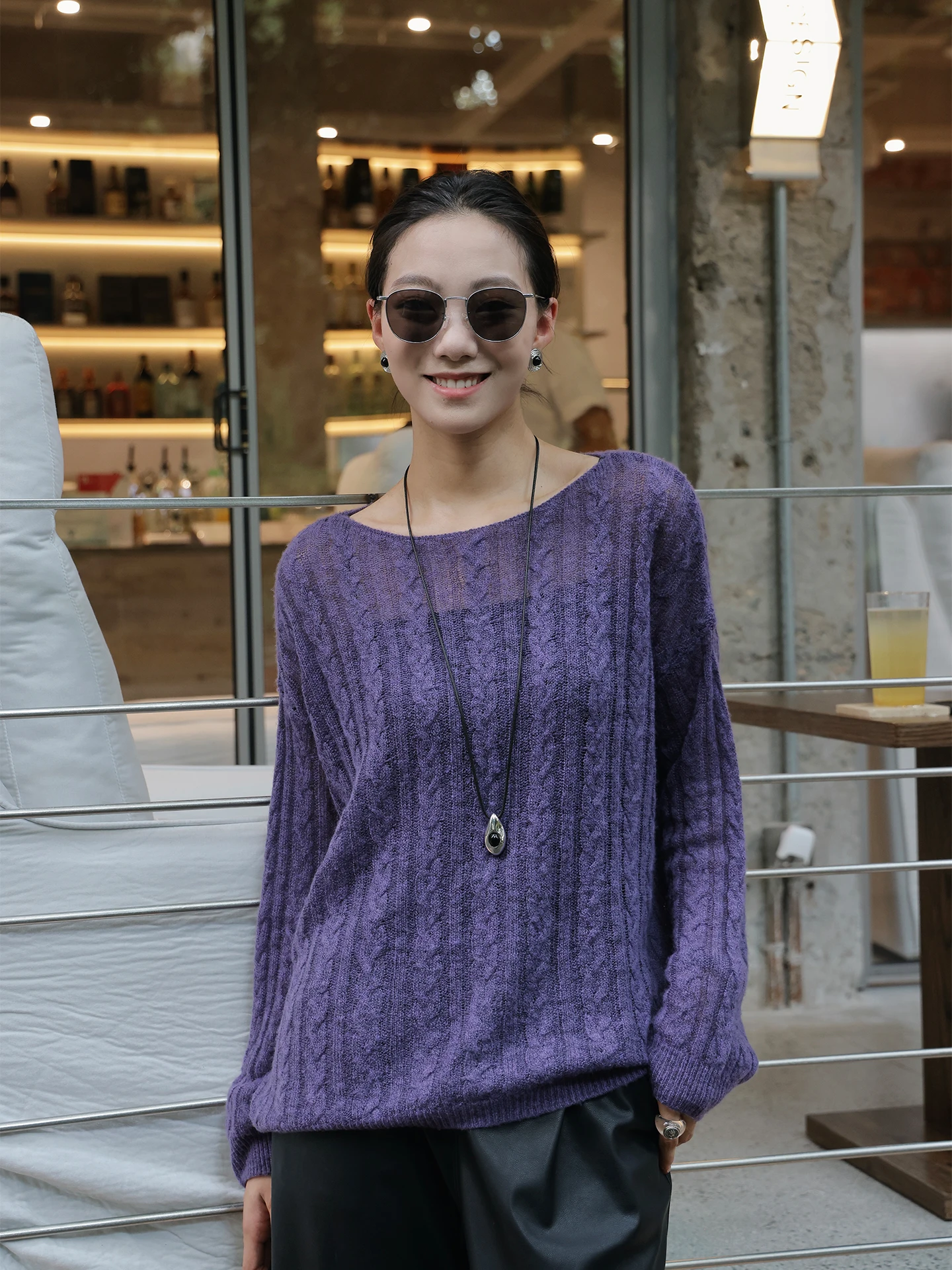 

Свободный вязаный шерстяной свитер с длинными рукавами и круглым вырезом для женщин, облегающий, весенняя новинка, из смесовой шерсти, комфортный крой