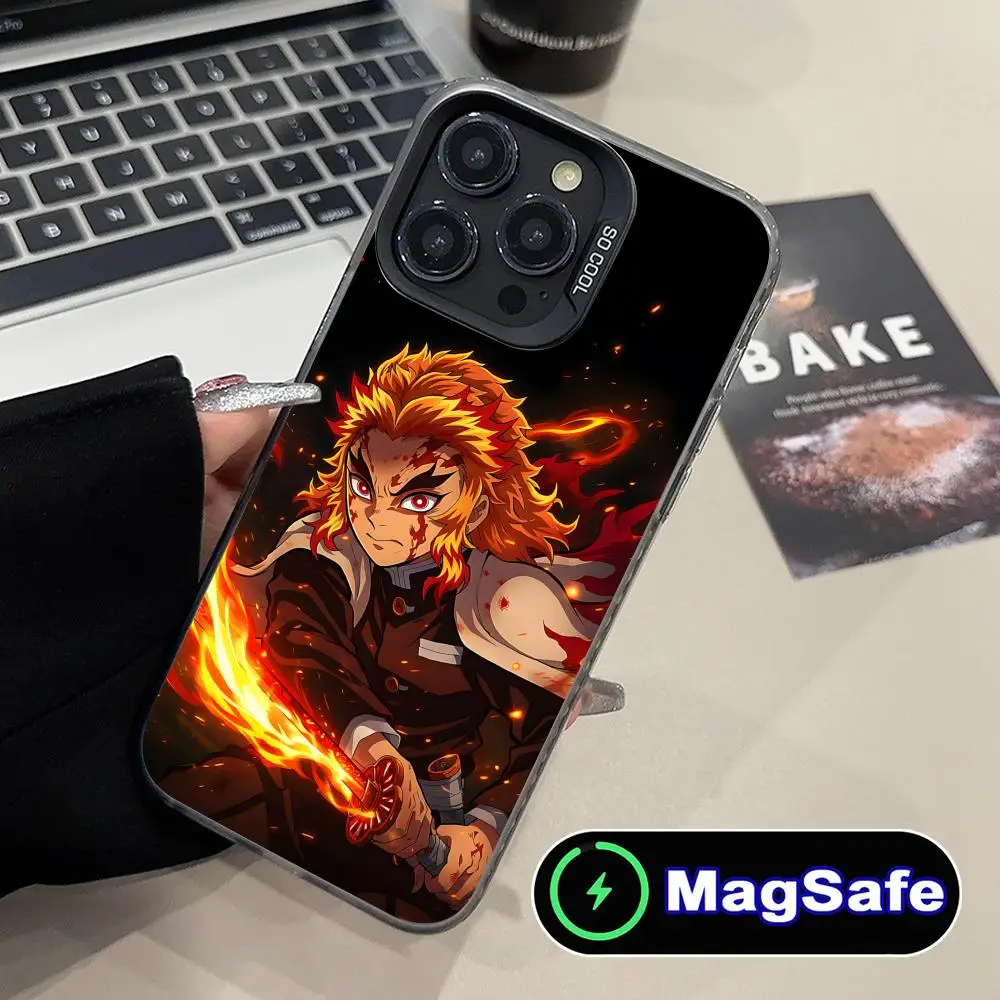 Demon Slayer Rengoku Phone Case for iPhone 16 15 14 13 12 11 Pro Max Plus MagSafe Translucent Colour Printing Luxury Pretty
