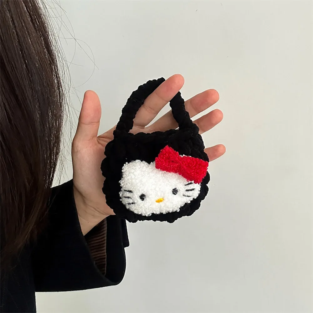 Kawaii Hello kitty Plush Headphone Bag Sanrio Storage Bags Cartoon Purse Coin Pouch Anti-Fall Headphone Protective Cover