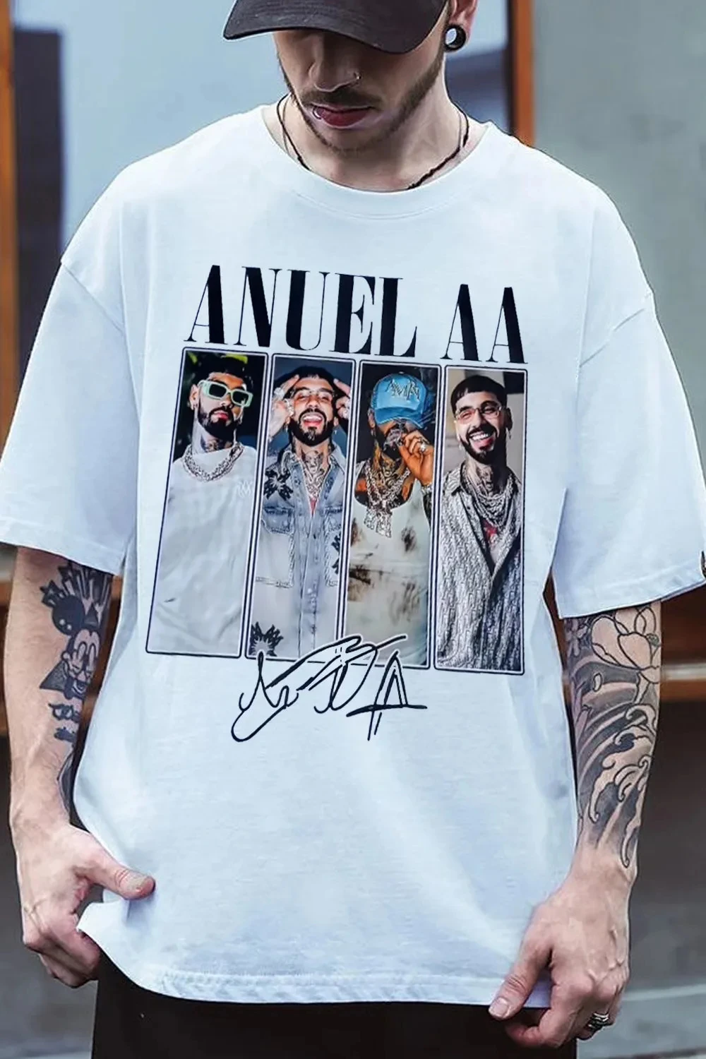 2026 Rapper Anuel AA Real Hasta La Muerte Print T-shirt Hip Hop Oversized Short Sleeve T Shirt Men Women Fashion Cotton T Shirts