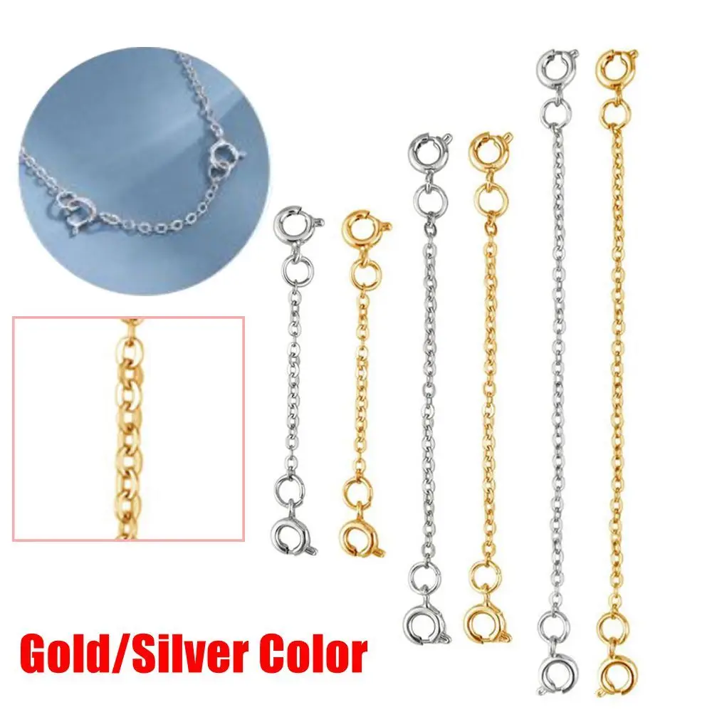 Gold Color Extender Safety Chain Extender Chain for Necklace Bracelet DIY Jewelry Accessories Durable Stainless Steel Chain