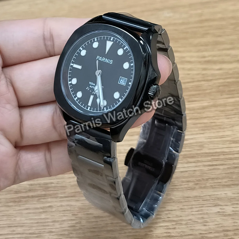 Parnis 39mm Automatic Men's Watch Sapphire Crystal 10 ATM Luminous Marker Stainless Steel Strap