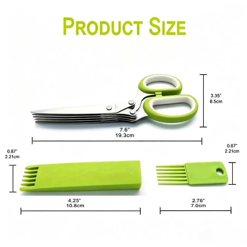 Five Layer Stainless Steel Scallion Scissors, Multifunctional Multi-Layer Seaweed, Vegetable, Kitchen Scissors