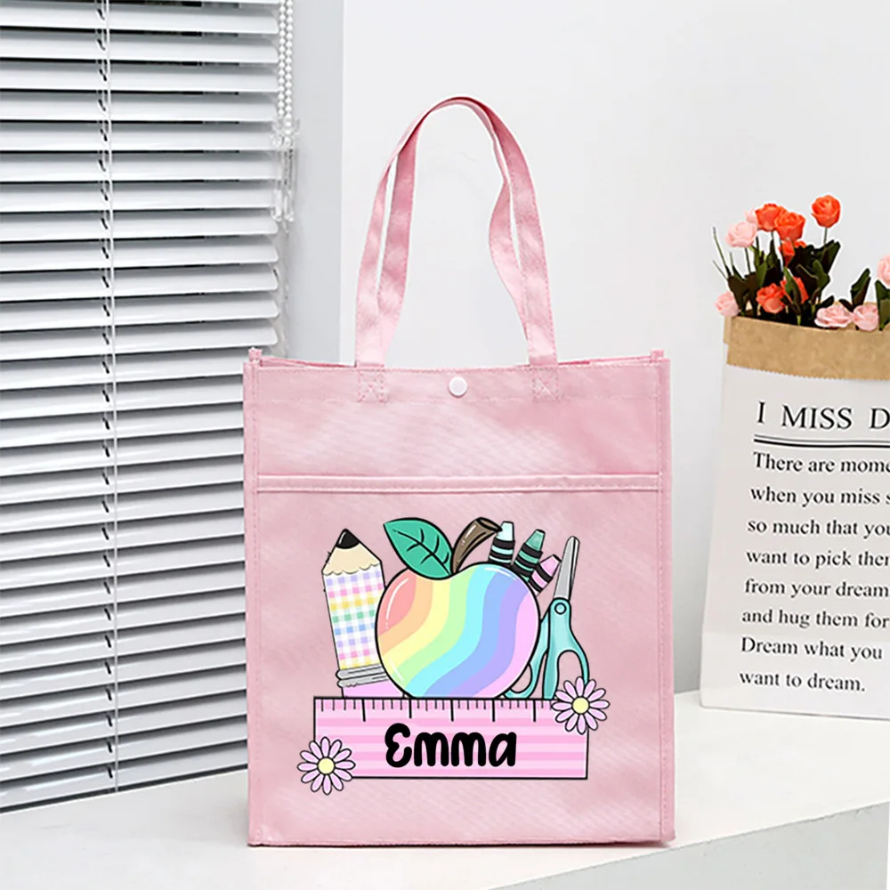 Personalized Kids Library Tote Back To School Bags Homeschool Custom  Name Reading Books Bag Kids Birthday School Opens Gifts