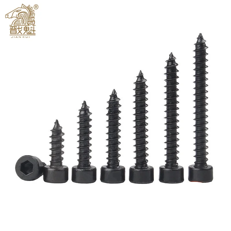 10/20/50 pieces M1.7 m2.2 m2.3 M2.5 m2.6 M3.5 M4 M5 black hexagon socket head self tapping cylindrical head carbon steel screw