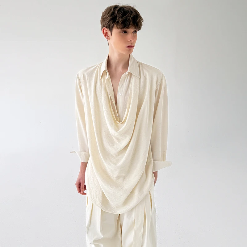 LUZHEN Design Original Elegant Fake Loose Two Long Piece Sleeve Shirts Men's 2025 New Solid Color Handsome Casual Clothes JY3490