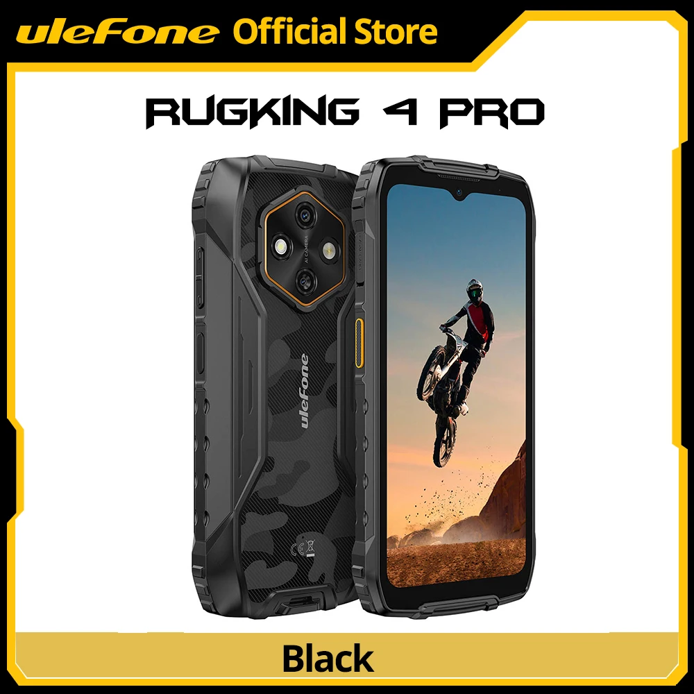 Ulefone RugKing 4 Pro robuuste telefoon Android 15 tot 16 GB + 256 GB waterdichte smartphone 10200 mAh 48 MP camera NFC wereldwijd 6,56" 120 Hz