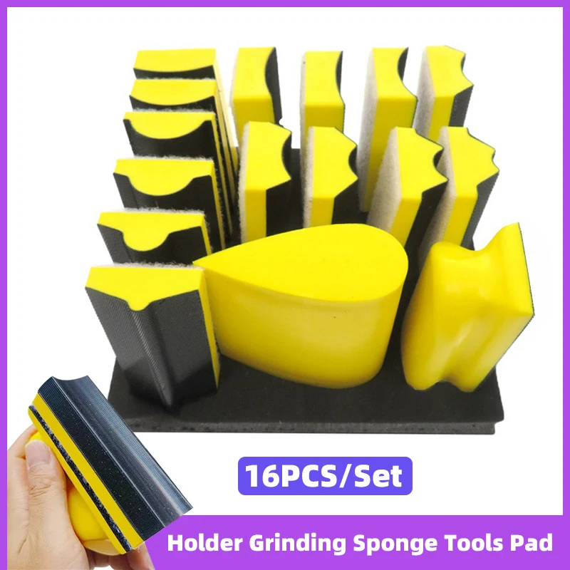 

Creamily 16PCS/Lot Hand Sanding Block Set Pad Hook and Loop Assorted Shaped Sanding Disc Holder Grinding Sponge Tools Pad