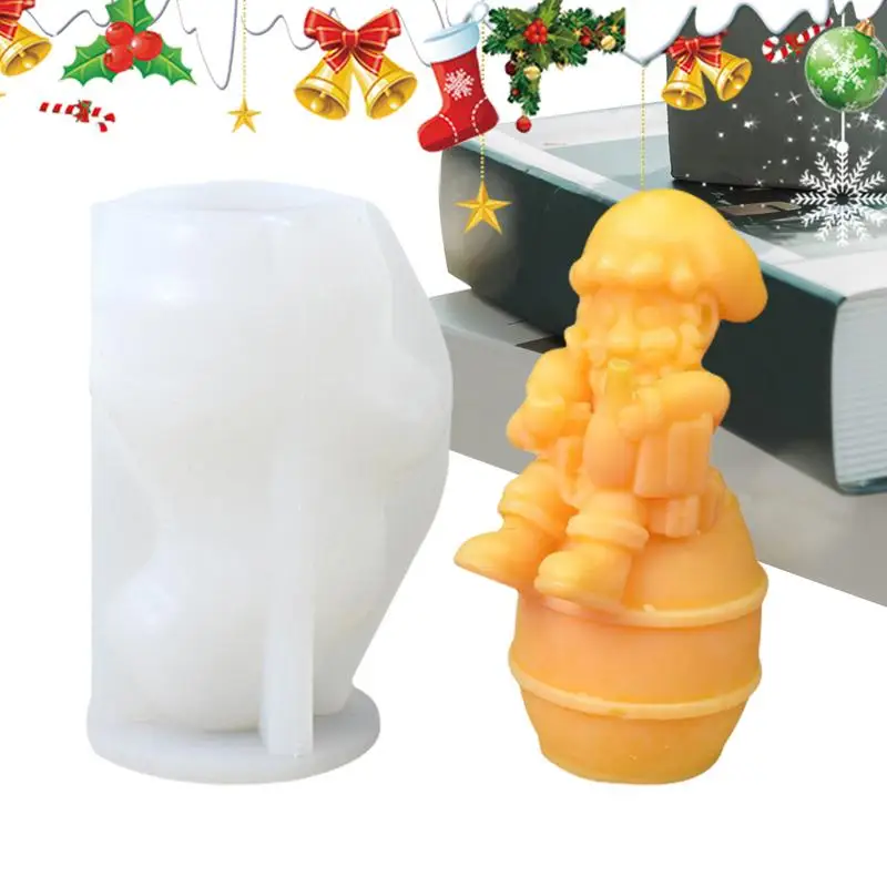 Silicone Candle Mould Santa Claus Candle Decoration Handmade Christmas Themed Keychain Pendant Mould For Candle Crafts Dessert