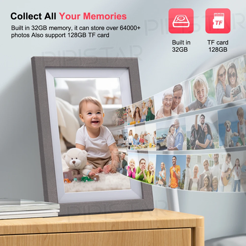 إطار صور رقمي مقاس 10.1 بوصة من Frameo إطار صور رقمي ذكي واي فاي، شاشة لمس 1280 × 800 IPS عالية الوضوح، ذاكرة 32 جيجابايت