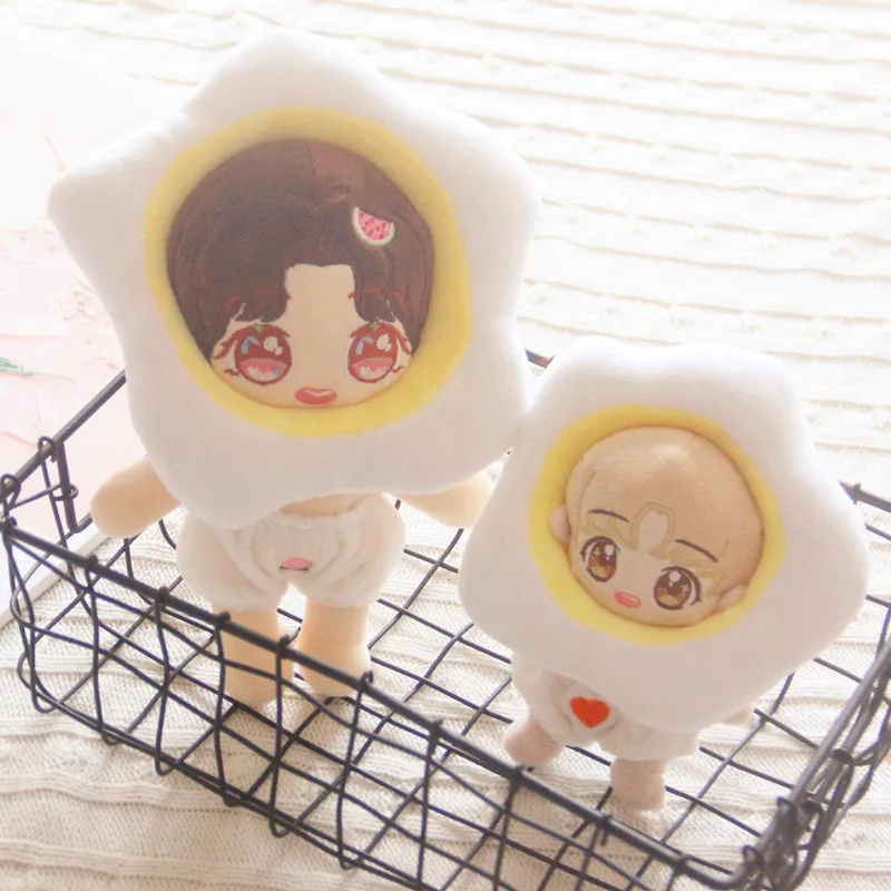 

15/20cm Kawaii Idol Doll Clothes Cute Poached Egg Headgear Plush Stuffed Cotton Doll Clothes Accessories Toys for Girls Gifts