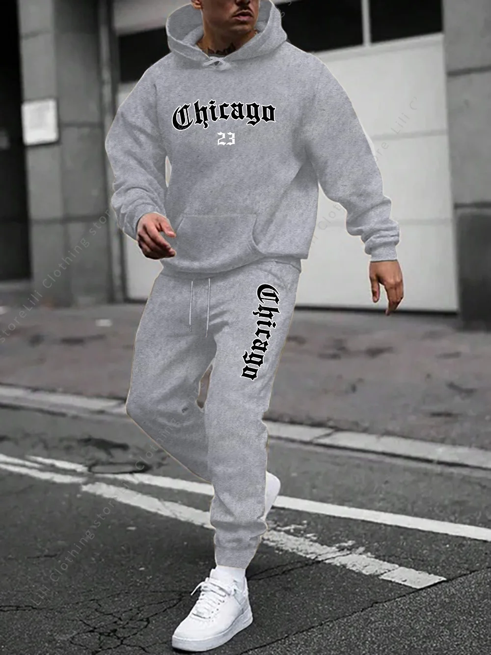 رياضية رجالي هوديس البلوز Sweatpant 2 قطعة الخريف الشتاء الصوف الهيب هوب هودي معطف البلوفرات ملابس ملابس للرجال جديد