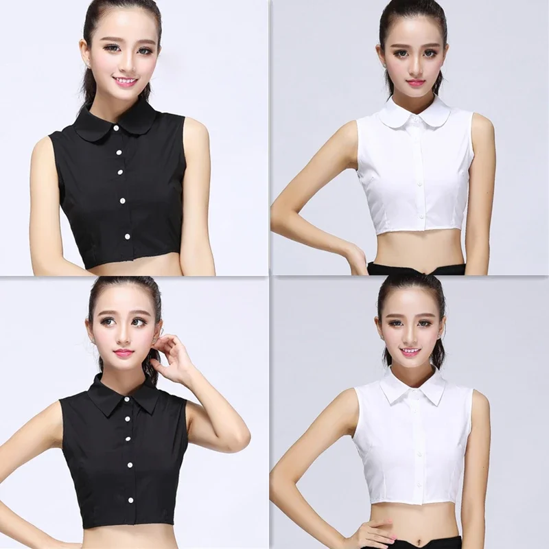 

Fashion Detachable Collars Women All Match Sweater Shirt Fake Collar Girls Solid White Black Tie Removable Clothes Accessories