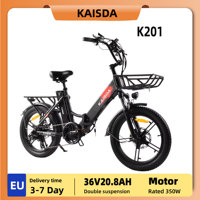 KAISDA K201 Adult Electric Bicycle 350W Motor City Ebike 36V20.8AH Battery E-bike 20 Inch Fat Tire City Electric Bike