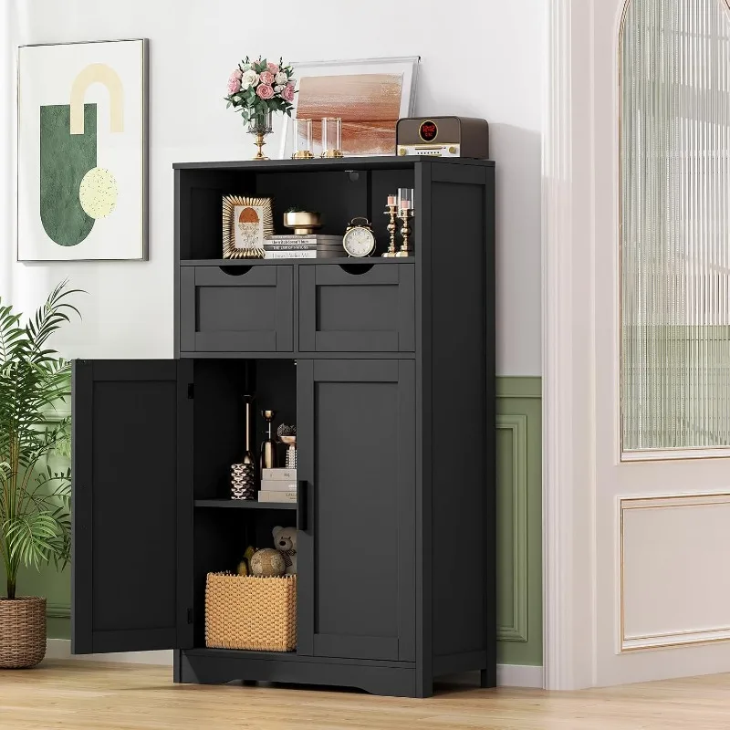 

Storage Cabinet, Bathroom Floor Cabinet with 2 Drawers & 2 Shelves, Freestanding Accent Cabinet , 23.6" L x 11.8" W x 42.5" H