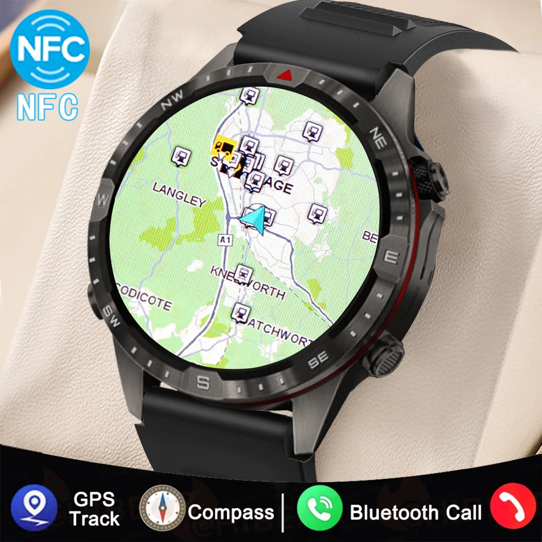 2024 New For Android iOS Watch Smart Watch Men GPS Tracker AMOLED 466*466 HD Screen Compass Bluetooth Call SmartWatch 1.6 inches