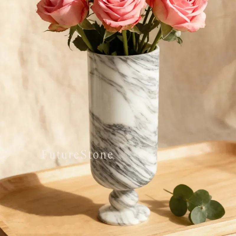 French natural marble vase candlestick living room romantic retro hotel clubhouse atmosphere ornament restaurant model room