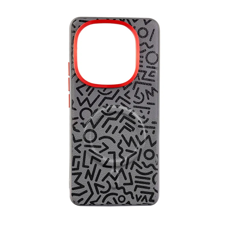 

Graffiti Case For iQOO 13 Z10 Turbo Pro Magsafe Metal Raised Lens Frame Protection Anti-slip Grip Plain Vegan Leather Cover