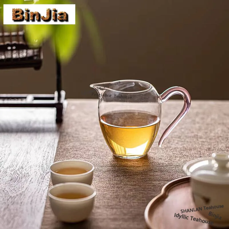 210ML Japanese Phoenix Tail Transparent Glass Tea Pitcher Heat Resistant Cha Hai Justice Cup Puer Chinese Tea Set Accessories