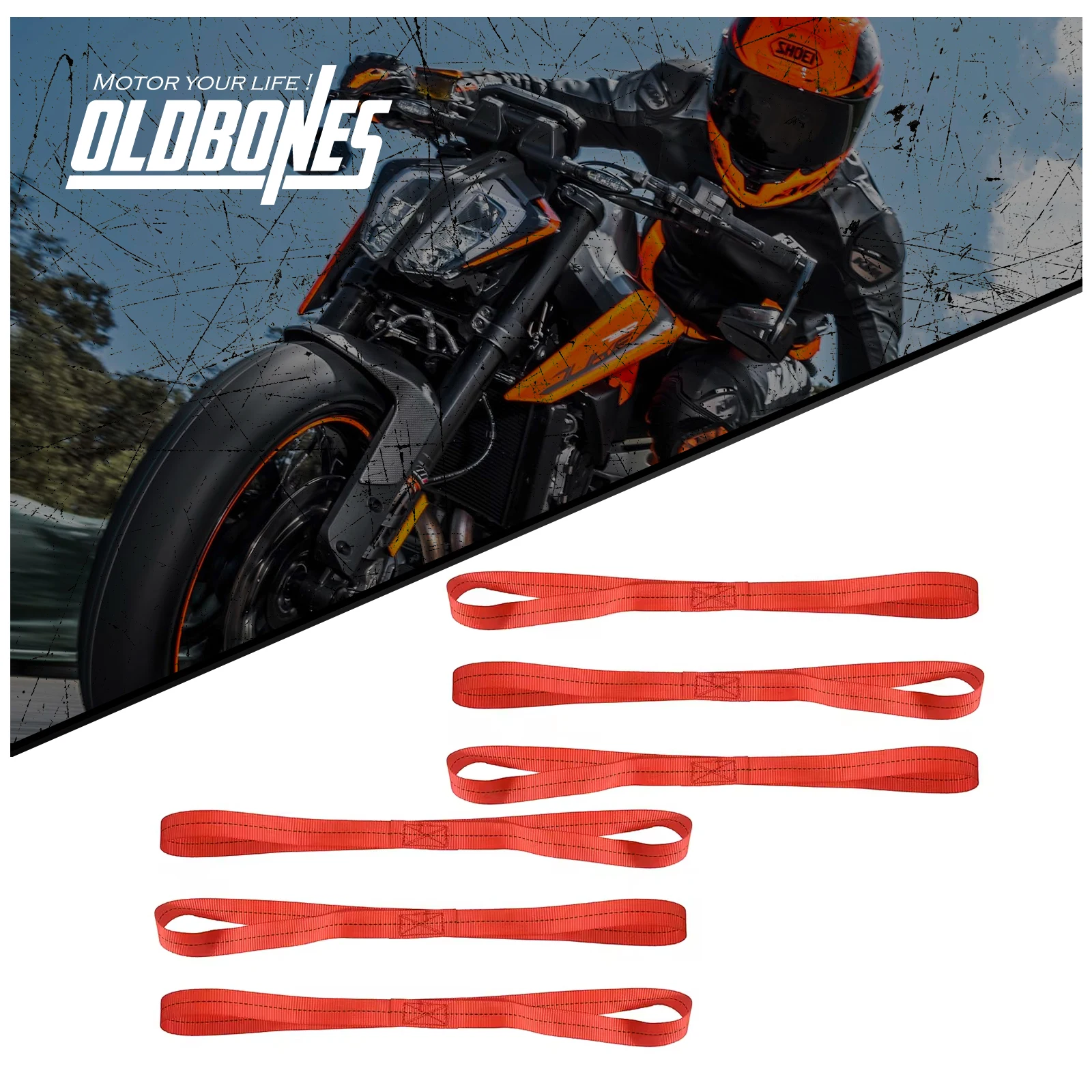 50*1.5 Soft Loop Tie Down Straps Soft Strap 6PCS Motorcycle off-road Bicycle all terrain vehicle Lawn Mutipurpose Luggage Straps