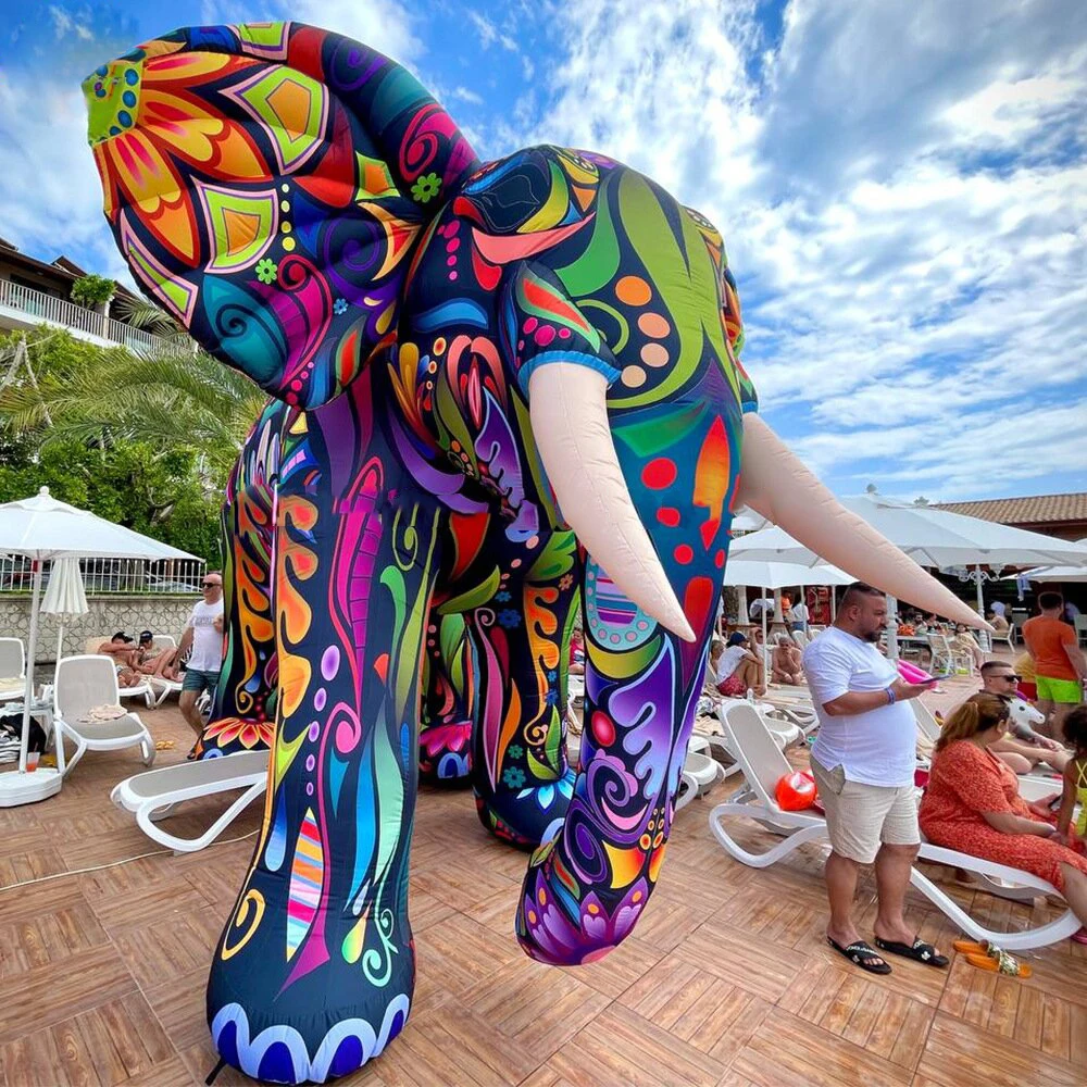 

Colorful Giant Inflatable Elephant Model Blow Up Large Inflatable Animal Cartoon Mascot for Outdoor Circus Events Advertising