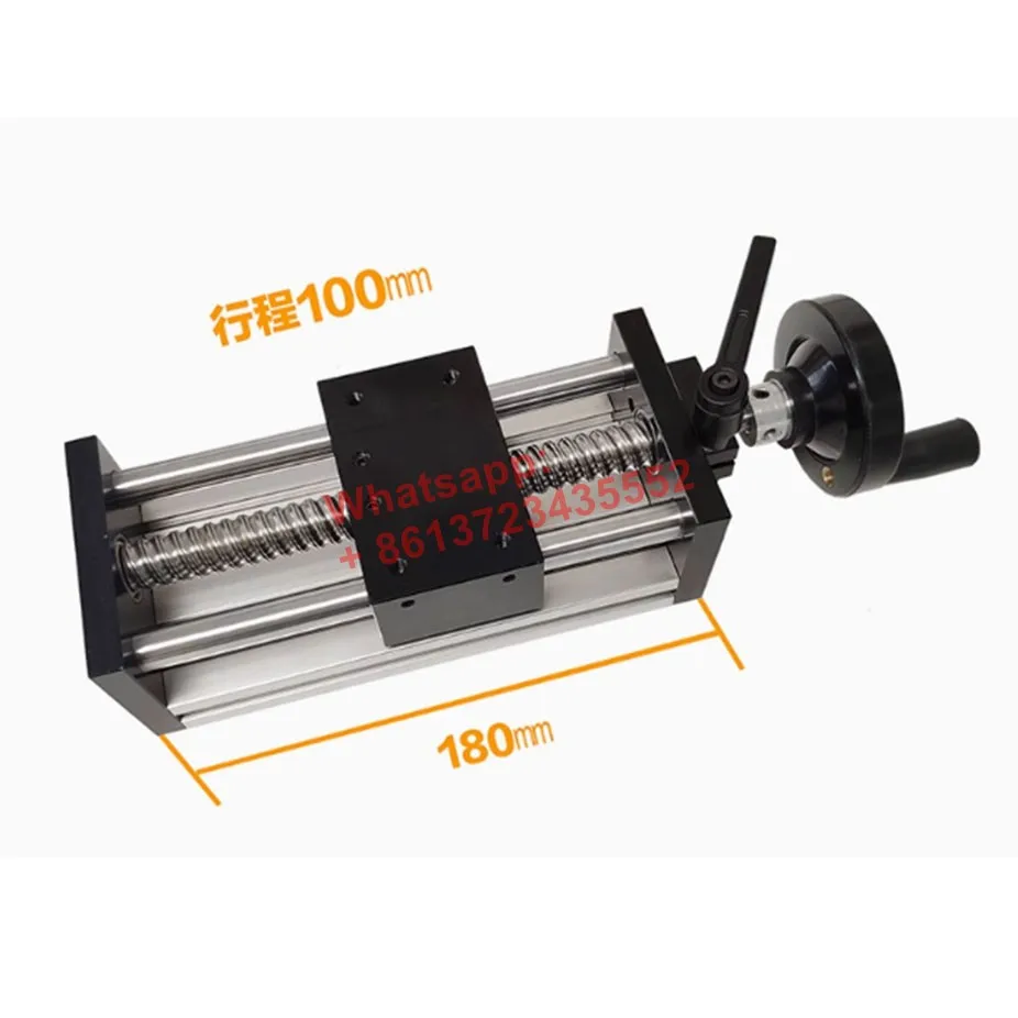 

Linear Guide Manual Sliding Table 100MM Stroke Ballscrew SFU1605 Handwheel Double Optical Axis CNC Table Saw 3D Printer
