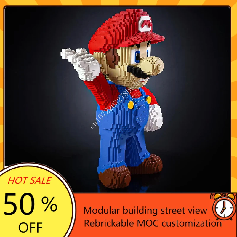 4787PCS MOC Life-Sized Sculpture Series Italian Plumber Mega Figure Model Building Blocks Bricks DIY Creative Assembly Toy Gifts