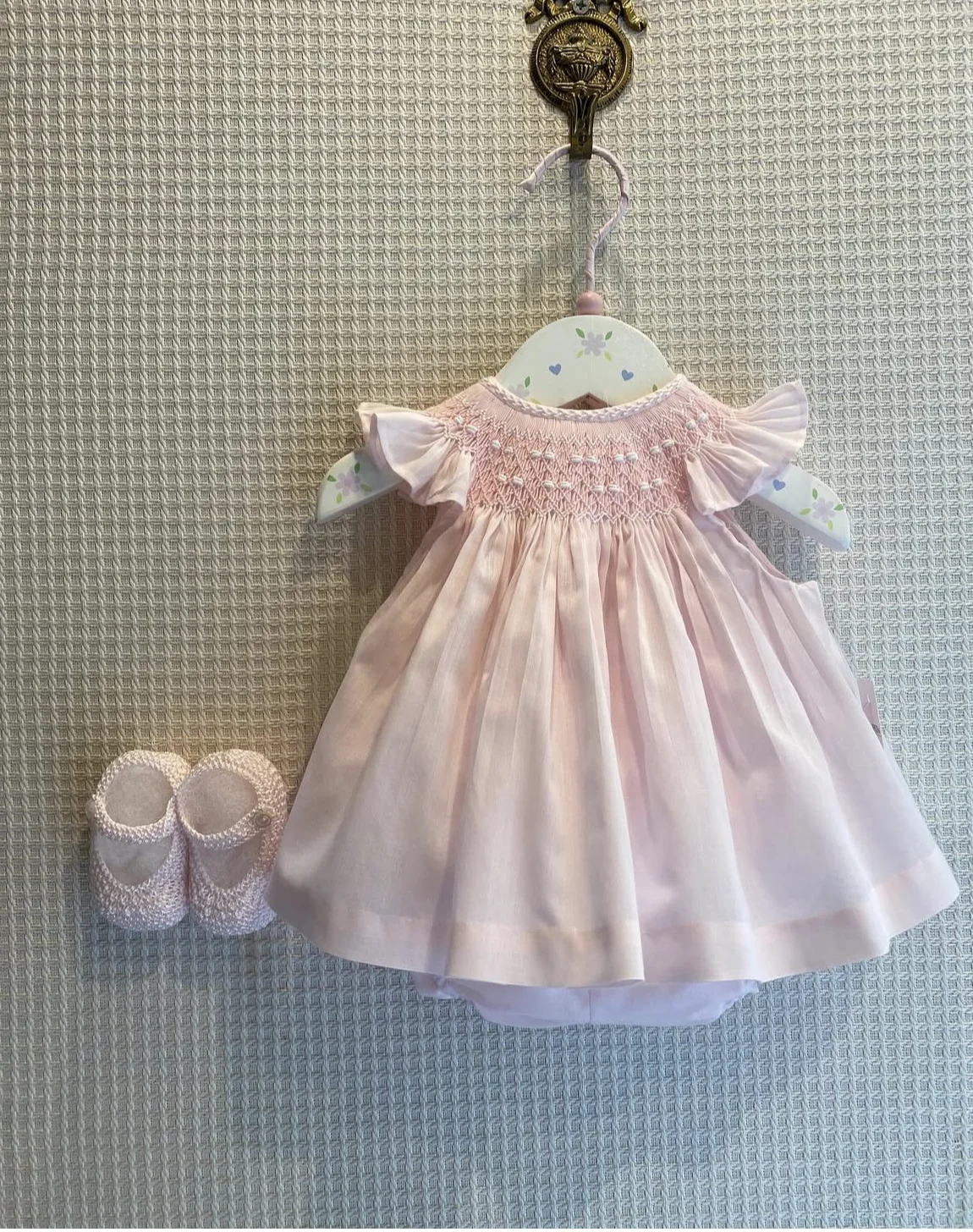 

0-6Y Baby Girl Summer Pink Smocked Handmade Turkish Vintage Princess Dress for Birthday Holiday Easter Photography Eid