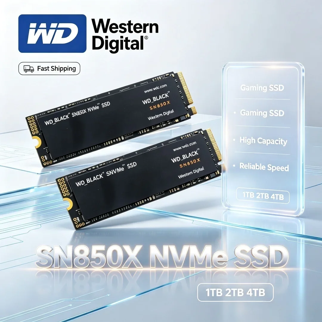Western Digital SN850X WD BLACK M.2 2280 NVMe PCIe Gen 4.0x4 SSD Unidades de Estado Sólido para Laptop e Computador Gamer 1TB 2TB 4TB