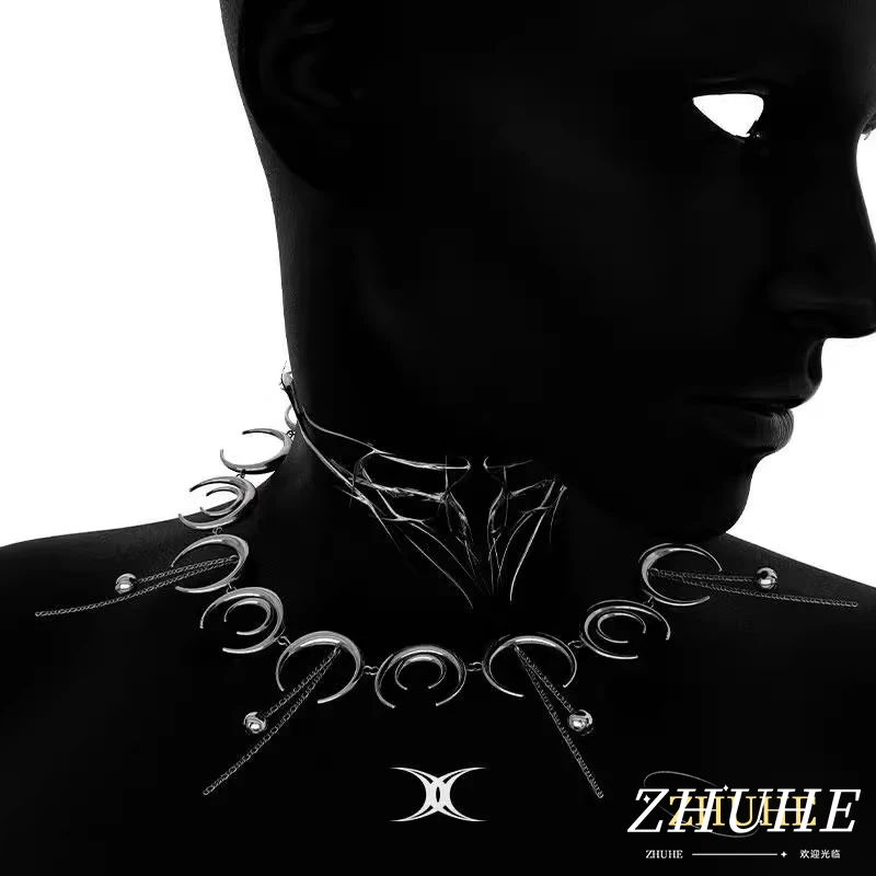 

ZHUHE Crescent Necklace Cyberpunk Style For Women Men's Jewelry Accessories Party Gifts