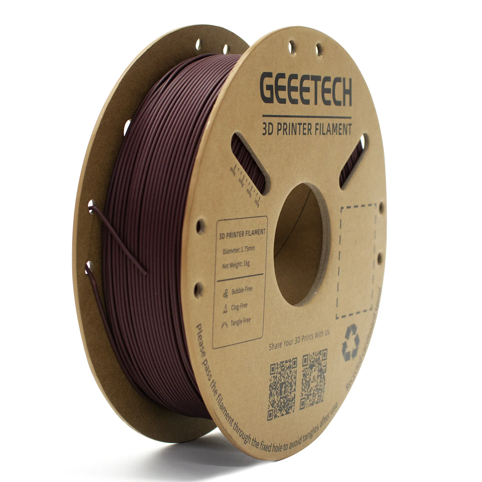 Filamento de fibra de carbono Geeetech PLA-CF 1,75mm filamento de impresora 3D 1KG 2,2 libras carrete filamento de impresión 3D para impresoras 3D