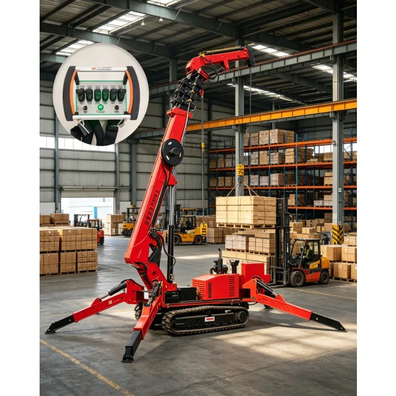 Spider Crane  3T Mini Crawler Hydraulic Telescopic Boom Remote Control Foldable CE Certified Factory Price Construction Lifting