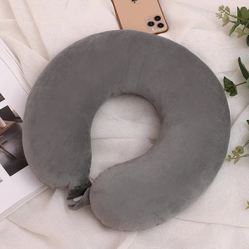Simple fashion plush U-shaped pillow driving travel neck pillow nap pillow comfortable relief fatigue