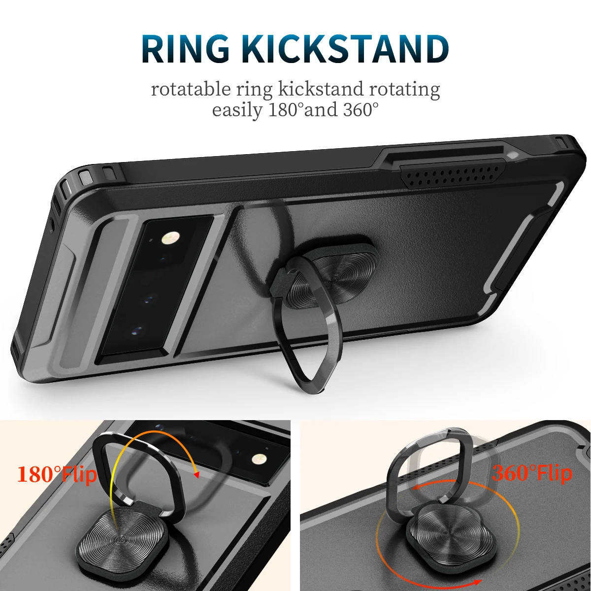 Pixel 6 Cases Heavy Duty Drop Protection Kickstand Rugged Shockproof/Dust Proof 3-Layer Phone Case For Google Pixel 6 Pro