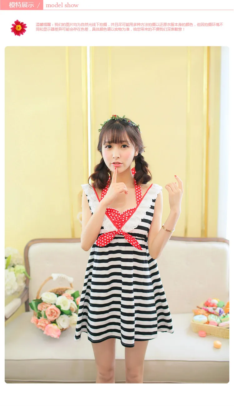 Sales Japan Style Lace Striped Knitted Bra Princess Dress