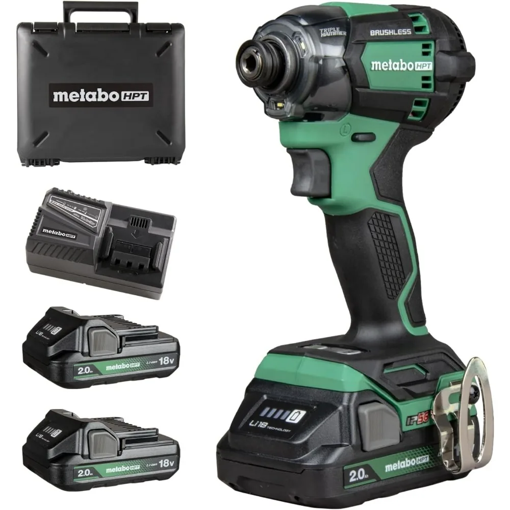 

18V Cordless Triple Hammer BOLT Impact Driver Set, Power Impact Driver Kit with Case, 2 Lithium-Ion Batteries