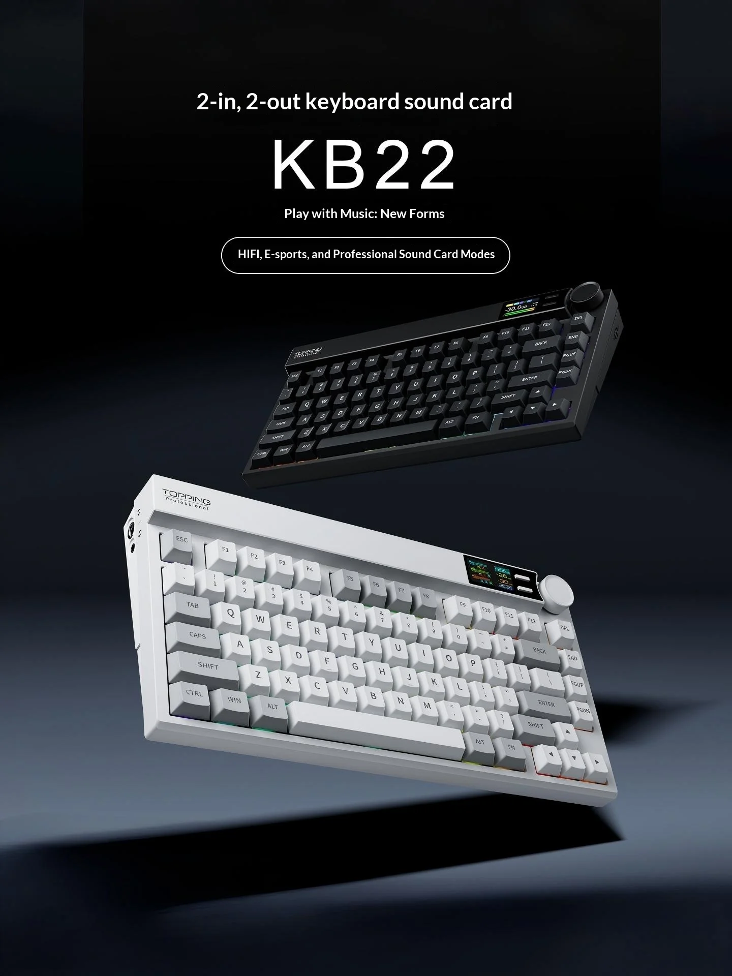 Topping Kb22 Sound Card Integrated Mechanical Keyboard Hifi Decodable Hot Swap Switch Gaming Audio Production Keyboard