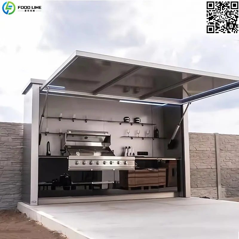 Modern Premium Style Outdoor Kitchen Movable Kitchen Easy Install With Combined Sink and Fridge for Backyard Gatherings