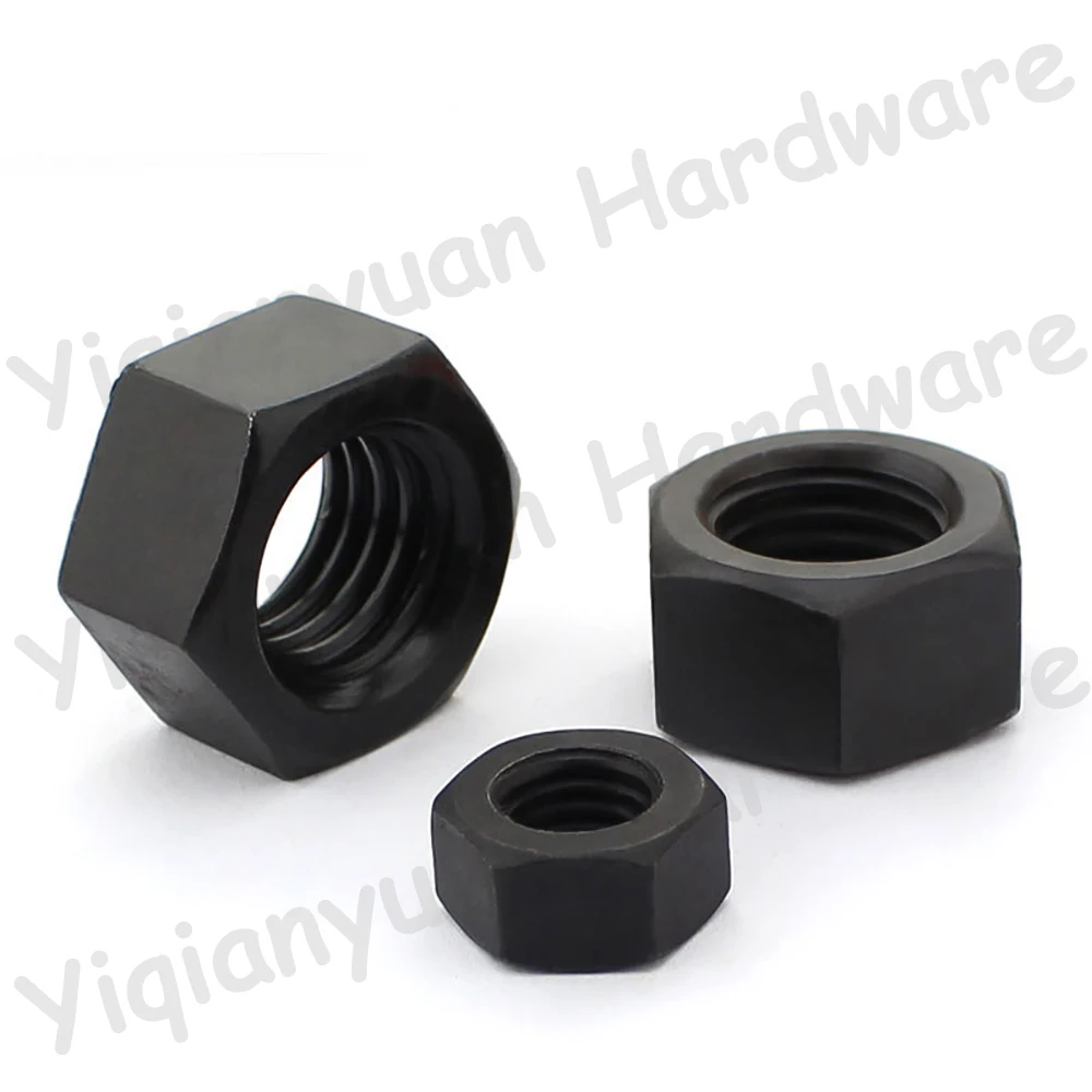 Yiqianyuan DIN934 GB6170 UNC UNF BSW Thread 1/4'' to 7/8'' Hexagon Nuts Carbon Steel Black Oxide