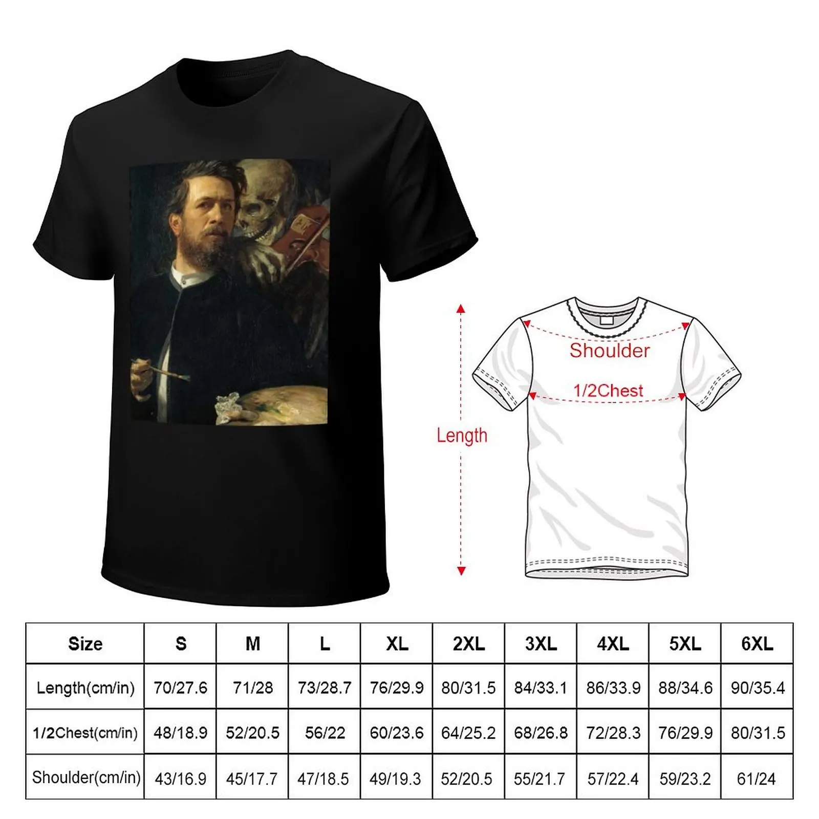 Self-Portrait with Death Playing the Fiddle T-Shirt Urban Style Print T-Shirt