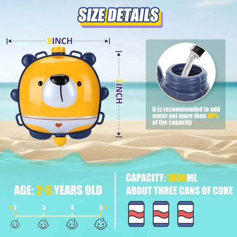 Juguetes Mochila para padres e hijos Pistola de agua Interacción en la playa Mochila de piscina de verano Pistola de agua Juguetes para niños y niñas