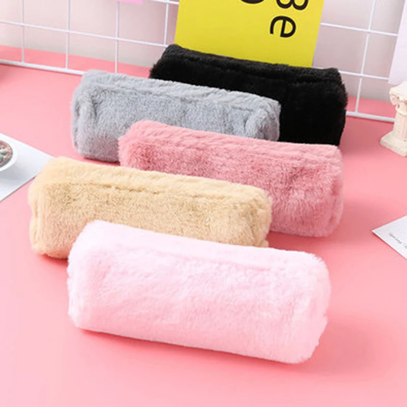 

1PC Cute Plush Zipper Pencil Bag School Office Supplies Stationery Pouch Purse Storage Cute Makeup Bags Pencil Box