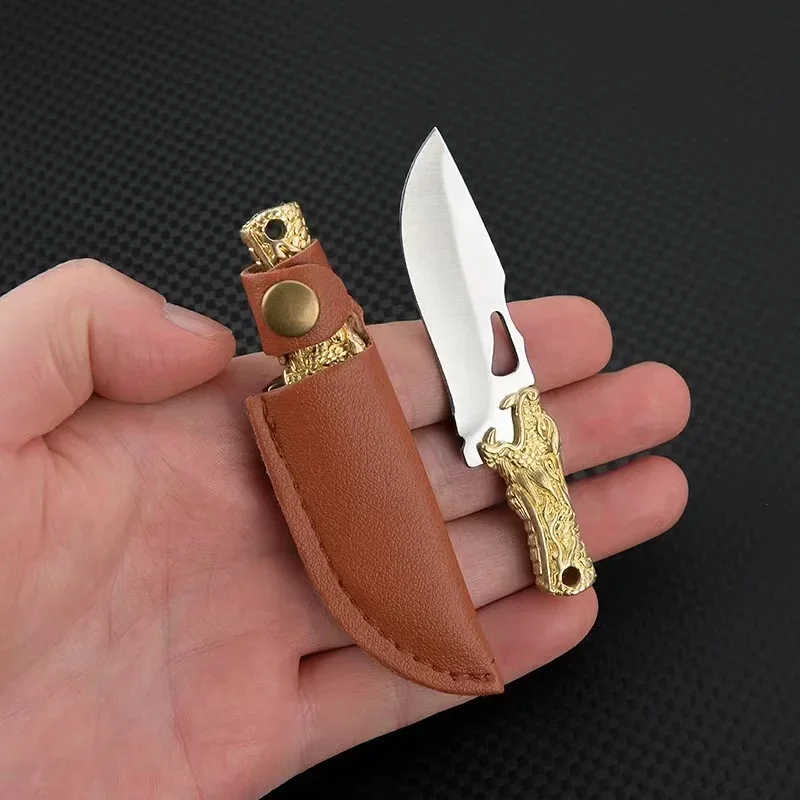 NEW Mini color wooden handle small straight knife portable key chain pendant unboxing small expert delicate knife