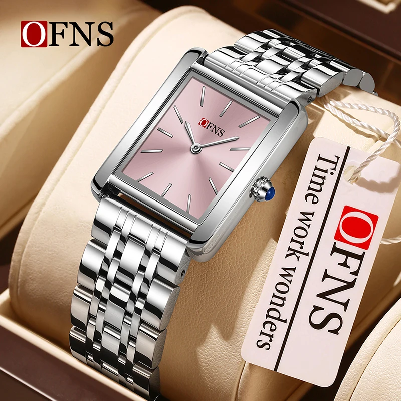 

OFNS1586 Square Women's Watch 7.5mm Thin Quartz Watch Scratch resistant Mirror 3ATM Waterproof Solid Steel Strip Women's Watch