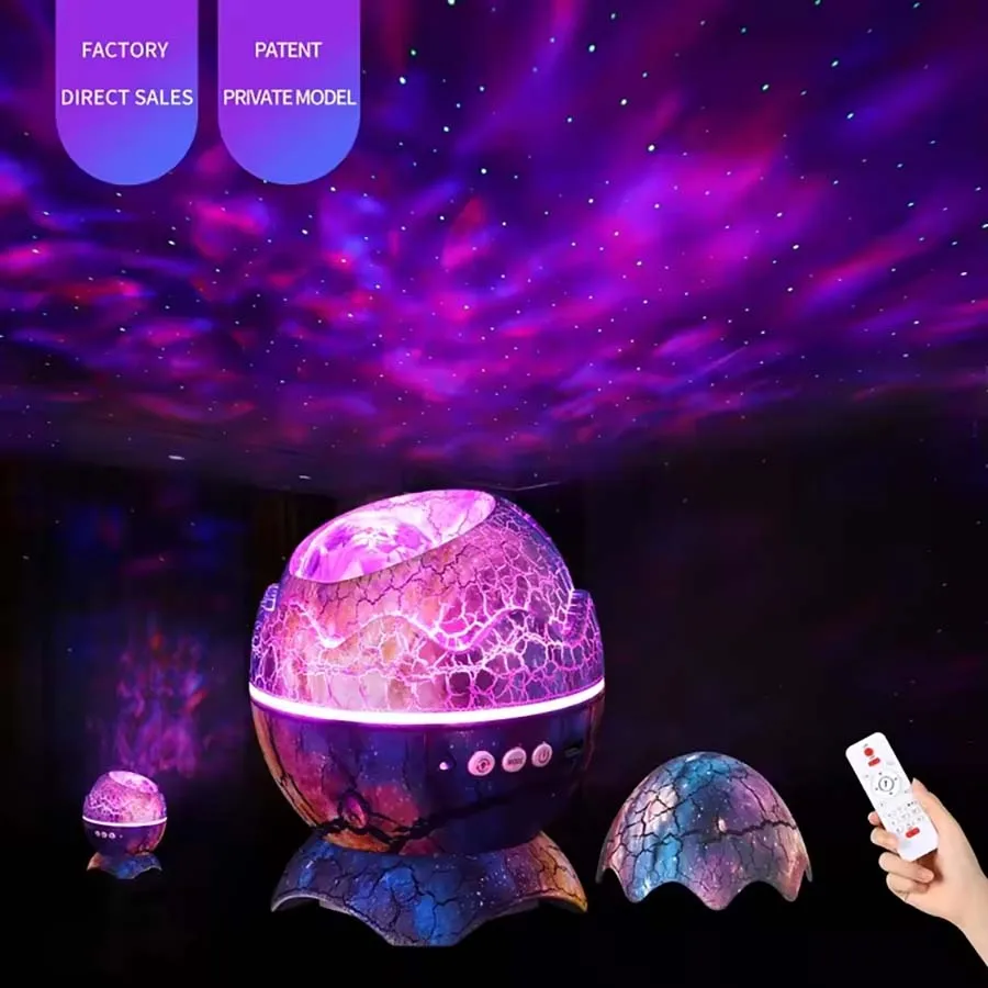 Dinosaur Egg Star Projector Night Light - Built-in Speaker, Ocean Wave Projector - Perfect for Party Ceiling Room Decor